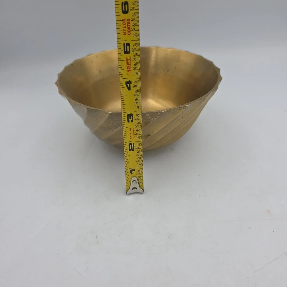 Vintage 70s‎ Curved Wave Heavy Brass Bowl Trinket Dish 1970 India